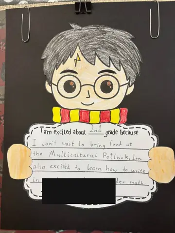 A student's excited-about-2nd-grade writing piece